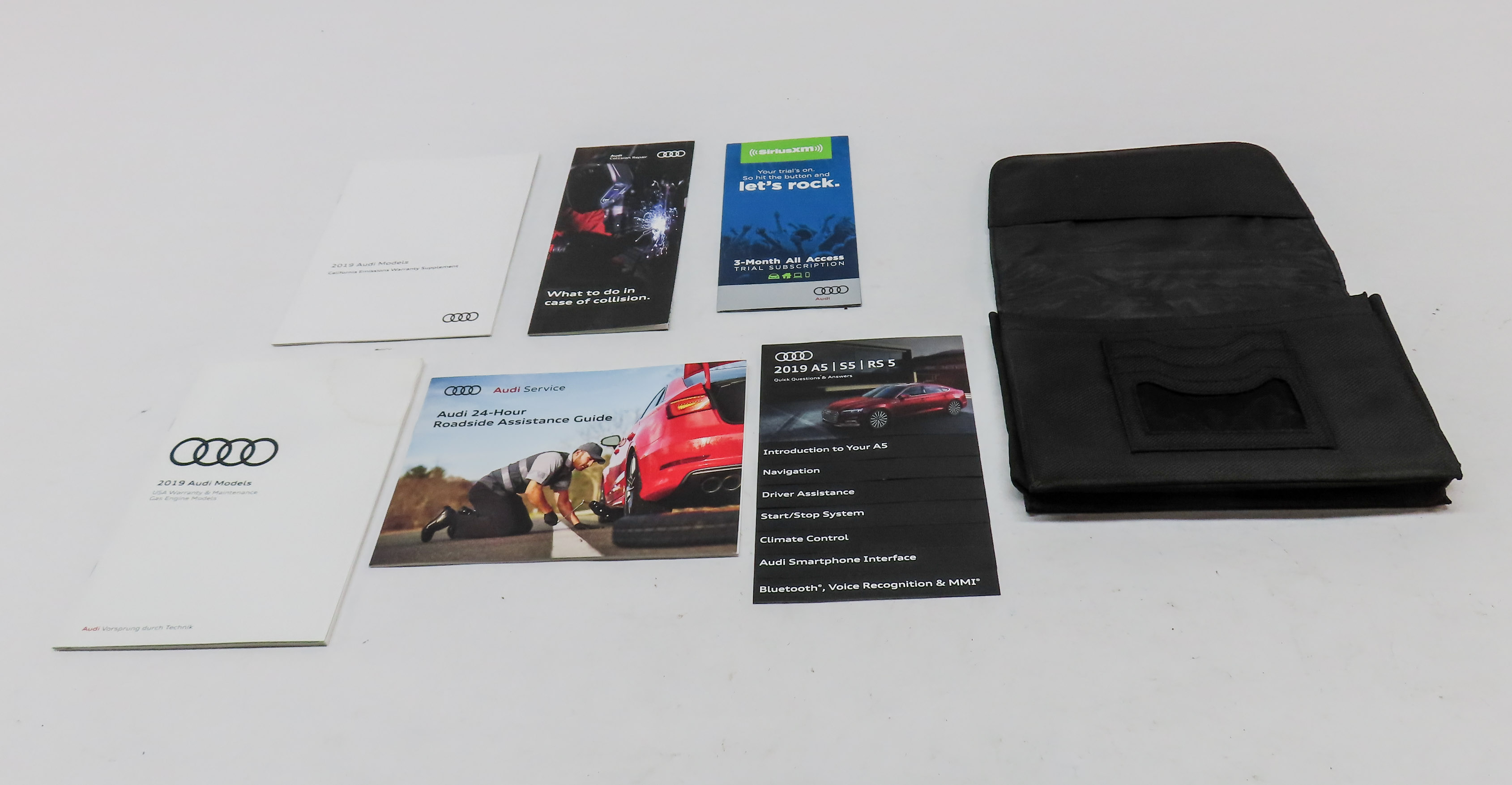 2019 AUDI A5 SPORTBACK (8W6) OWNERS MANUAL BOOKLET SET 6 w/ CARRY CASE — exact item pictured